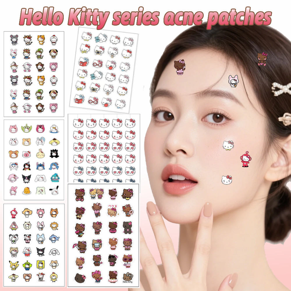 แผ่นแปะสิว Hello Kitty Series อ่อนโยนและไม่ระคายเคือง Fade Acne และ Pimples Acne Cover Patch สีสันน่