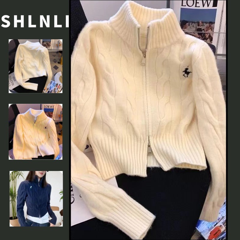 เสื้อกันหนาวสไตล์เกาหลี retro ปกยืนขึ้น แขนยาว สไตล์เรียบหรูสำหรับฤดูหนาว