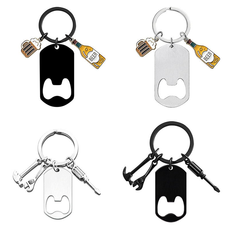 ที่เปิดขวด key chain พวงกุญแจ diy เรียบง่าย ขวดเบียร์ เครื่องมือ ของขวัญ ใช้งานได้จริง สีดำ silver ส่งเร็ว COD