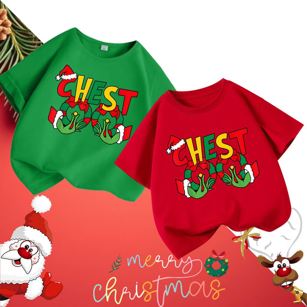 Merry Christmas T-shirt Baju Kids Adults Christmas Grinch Family T-shirt Happy New Year  Cotton Shor