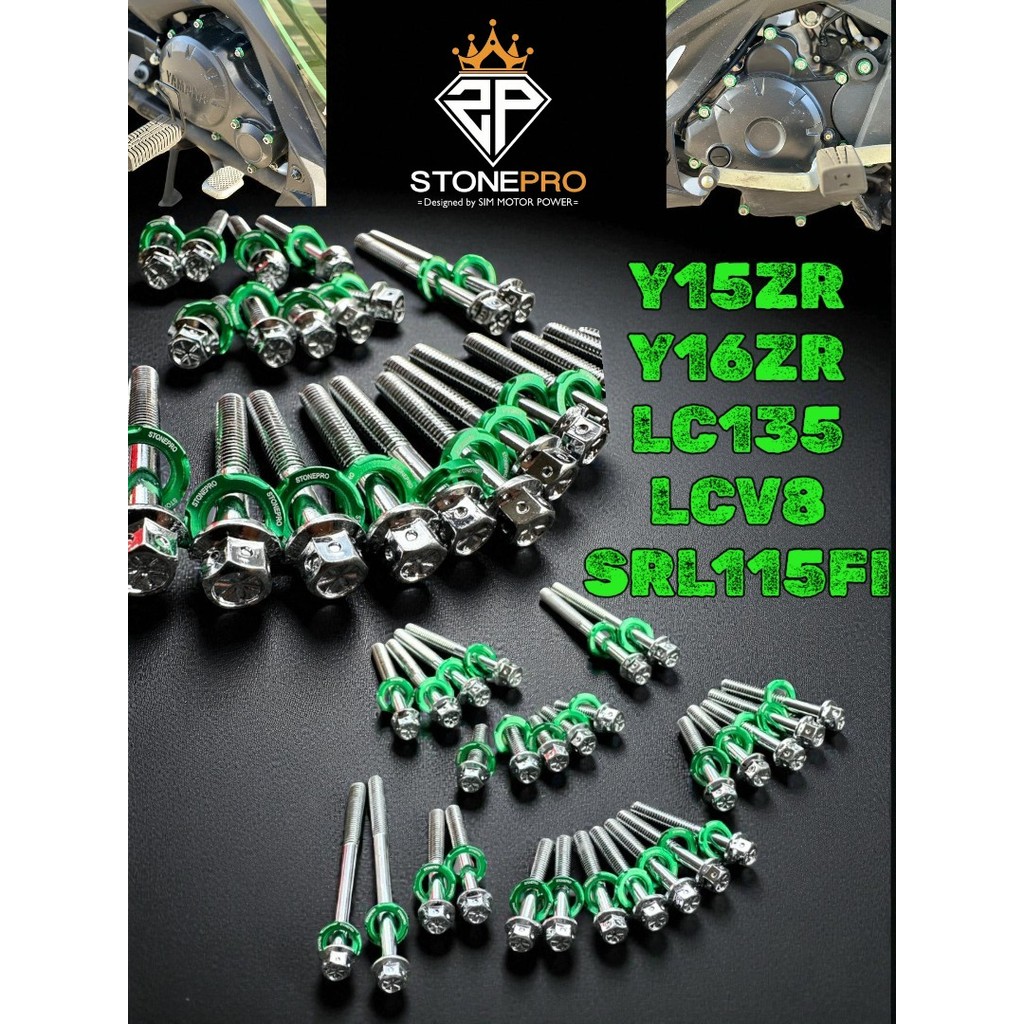 STONEPRO SKRU ENJIN SCREW ENGINE + ชุดเครื่องซักผ้า Y15ZR Y16ZR LC135 LCV8 SRL115 สไตล์ SAYALA