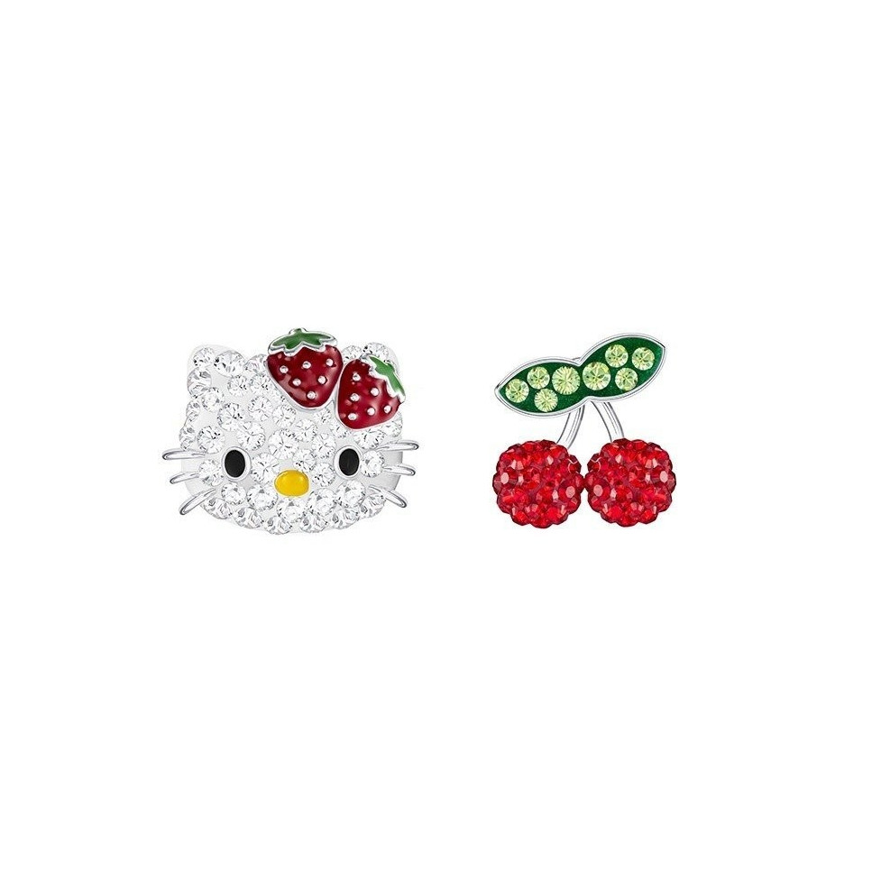 ต่างหูสตั๊ดเชอร์รี่ Swarovski แบบสมมาตรและน่ารัก เหมาะสำหรับผู้หญิง โวลต์727