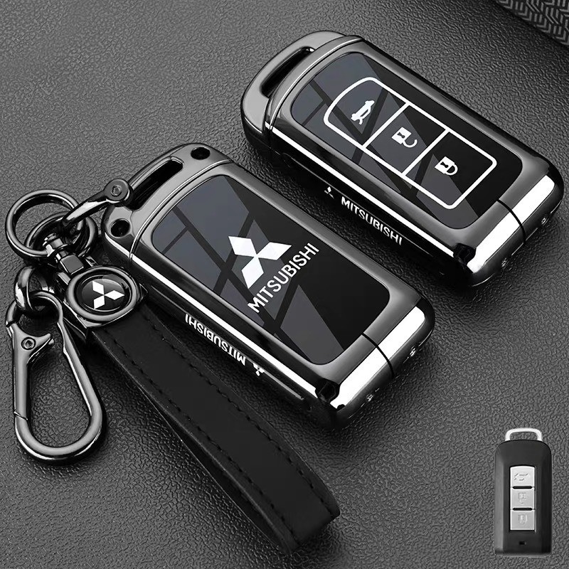 สังกะสีอัลลอยด์ฝาครอบกุญแจรถสําหรับ Mitsubishi XPander GLS AT 2025, Xpander, Triton, Xforce, Lancer ex, Pajero Sport Attrage, Montero Remote Key Holder ป้องกัน Keybox