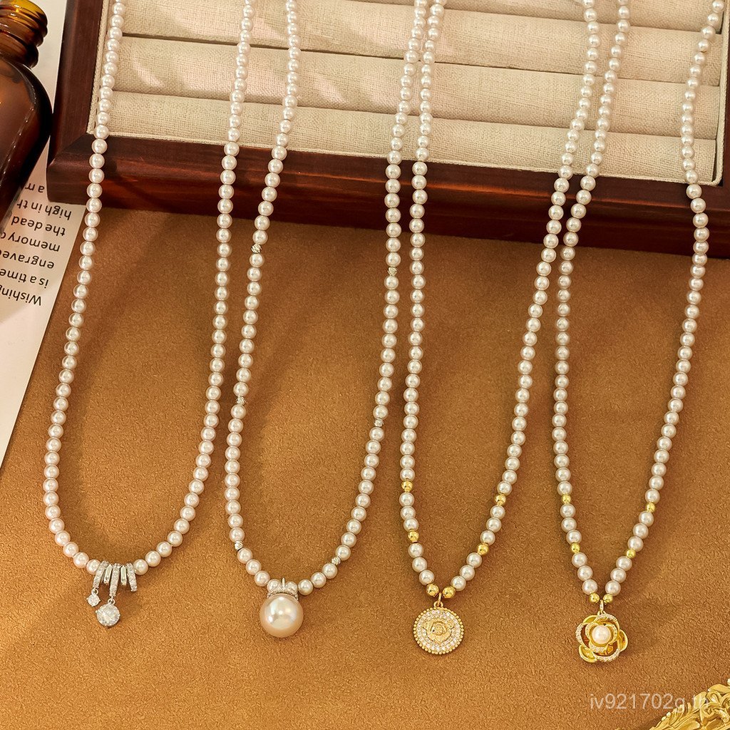 ฝังZirconium Berniสไตล์ใหม่อารมณ์หรูหราโซ่เสื้อกันหนาวความรู้สึกระดับไฮเอนด์ainni Rose Pearl Mantaสร