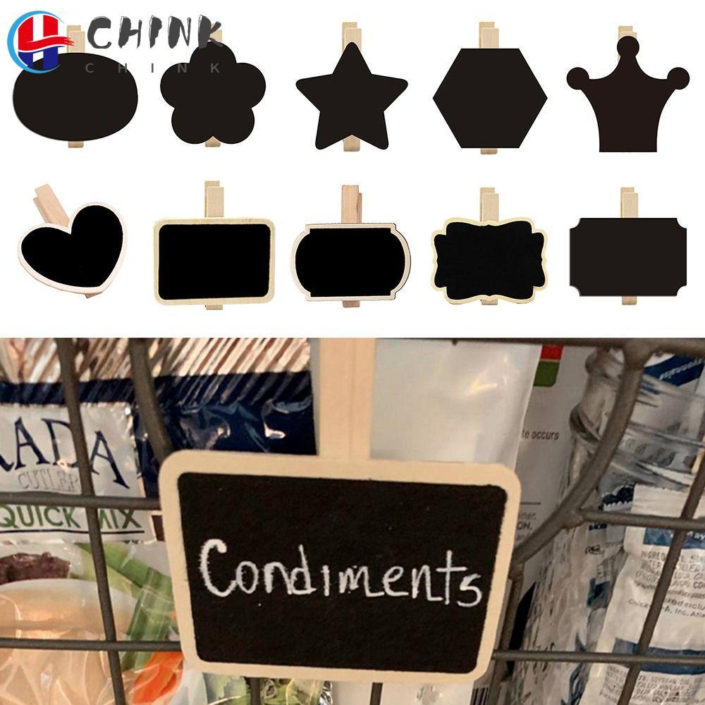 CHINK 10ชิ้น/เซ็ตกระดานดําคลิป,สีดํารูปพิเศษกระดานข้อความ,ทนทานไม้ประกาศงานแต่งงาน