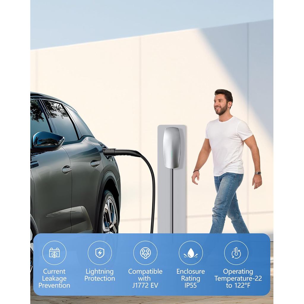 PowerTalk Tesla to J1772 Adapter-NACS to J1772 Adapter Charging(Max 50A 240V) Tesla Charger to J1772