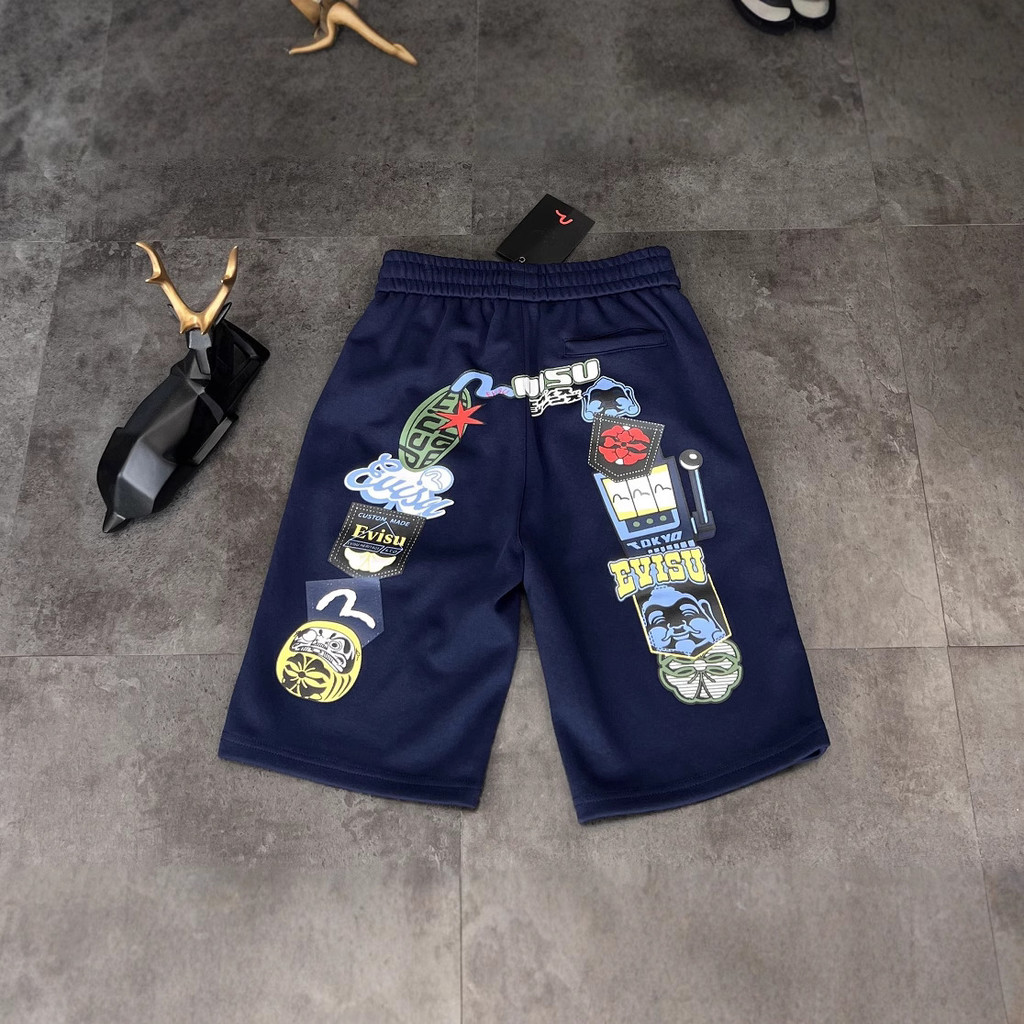 Evisu กางเกงขาสั้นทรงหลวมสำหรับผู้ชาย