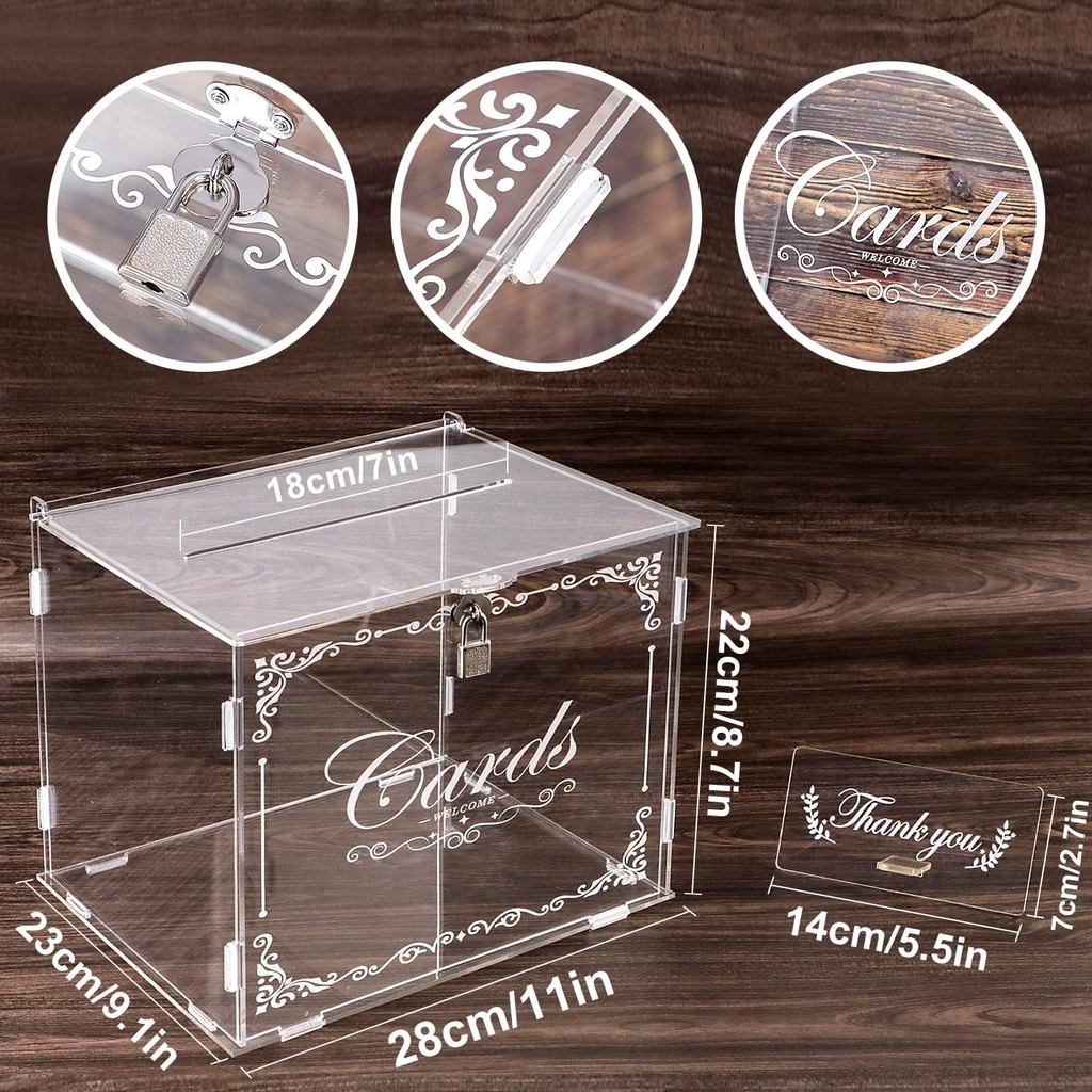 Ywlake Acrylic Wedding Card Box Money Post Gift Box Holder, Clear Card Box Large Letter Envelope Box