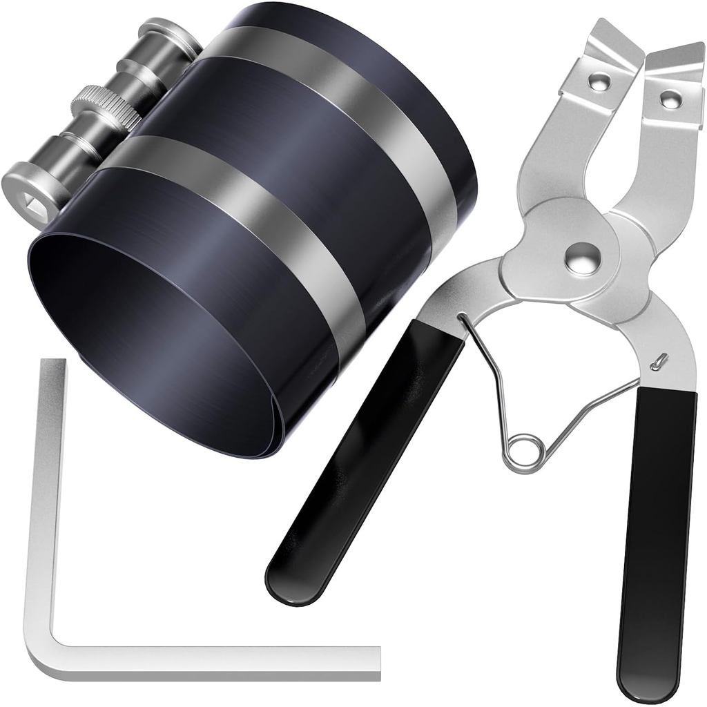 Moker Piston Ring Compressor Tool,Car Engine Piston Ring Installer Removal Kit，Adjustable Sizes From