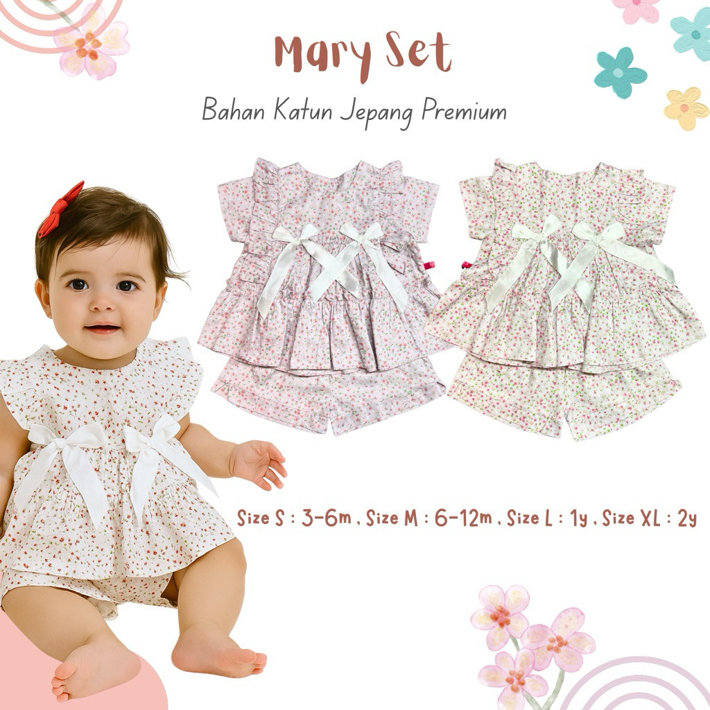 KATUN ชุดแมรี่ | ชุดสูทเด็กผู้หญิงผ้าคอตตอนพรีเมี่ยมอายุ 3 เดือน - 2 ปี | ชุดเด็กล่าสุด - SBS