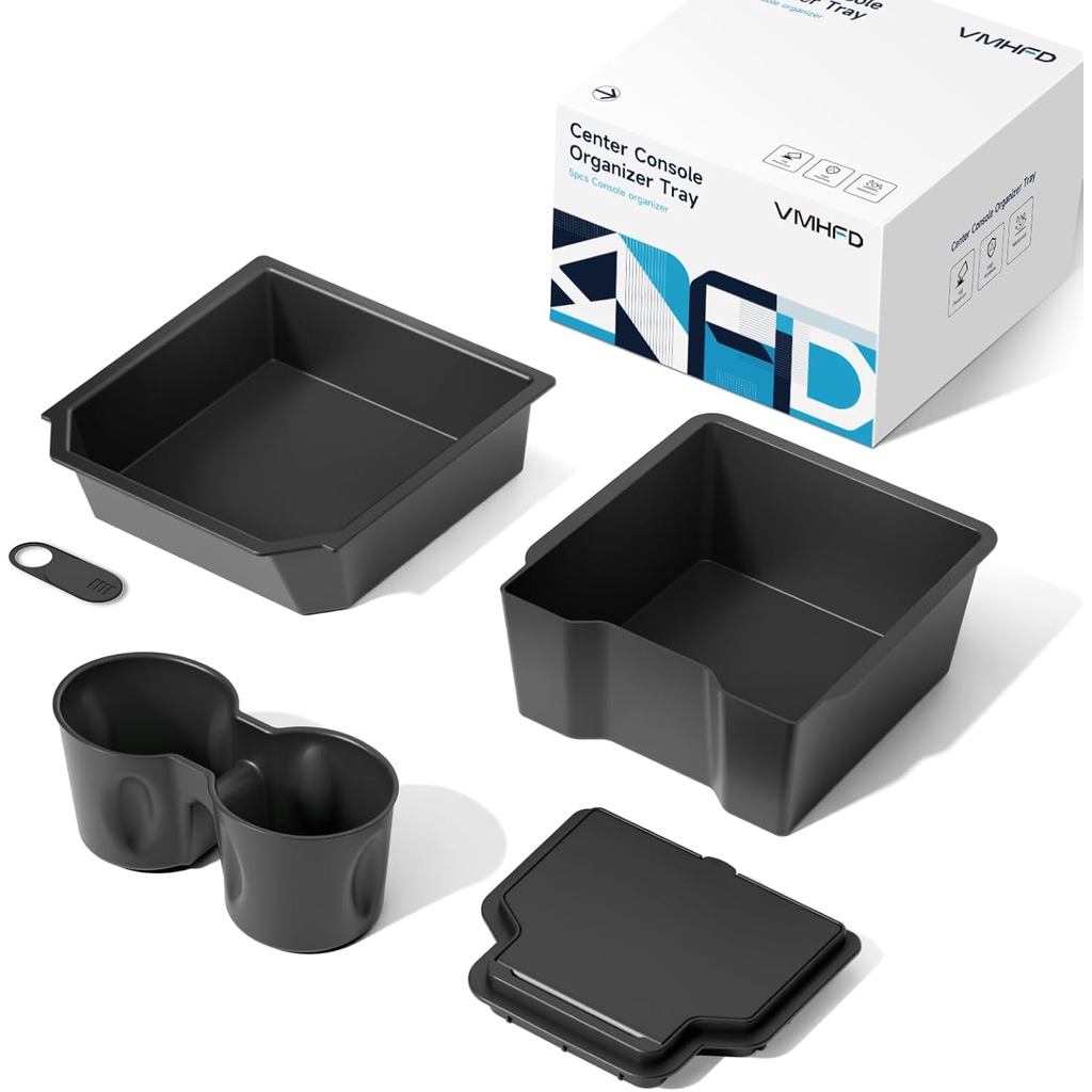 Tesla รุ่นใหม่ Y Juniper & Model 3 Center Console Organizer [พื้นที่สองชั้น,สไลด์เรียบ] รุ่น 3 (2024
