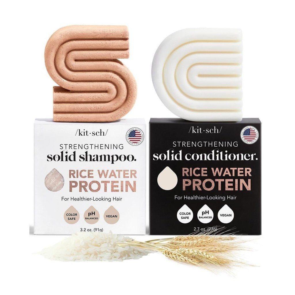 Kitsch Rice Water Protein Solid Shampoo and Conditioner Set for Hair Growth – Strengthening Hair Car