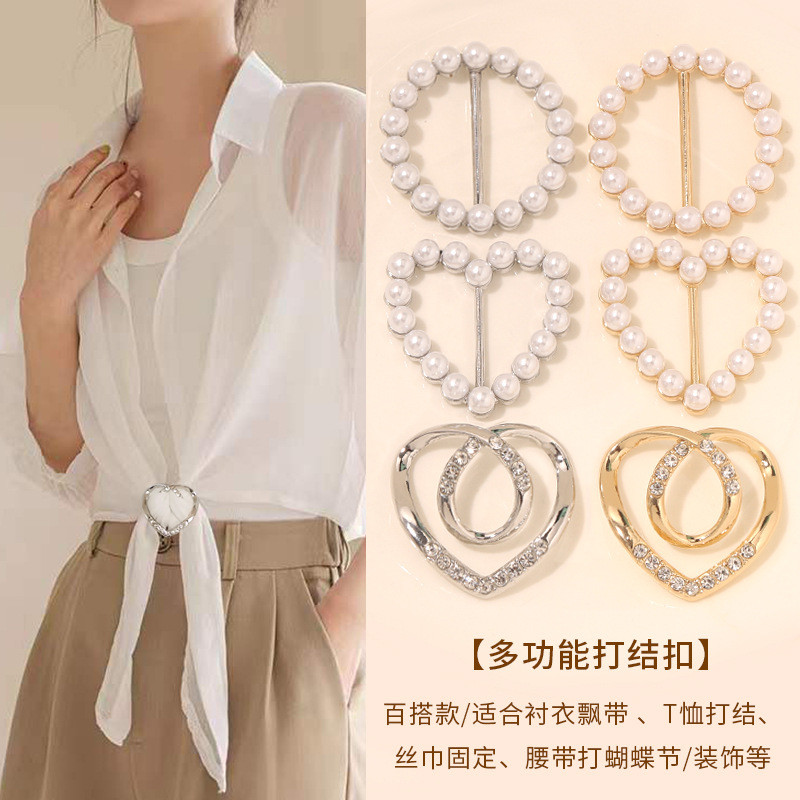 Hot Sale#High-end Clothing Knot Buckle Ring for Clothes t Shirt Hem Fixed Decorative Scarf Button Wa