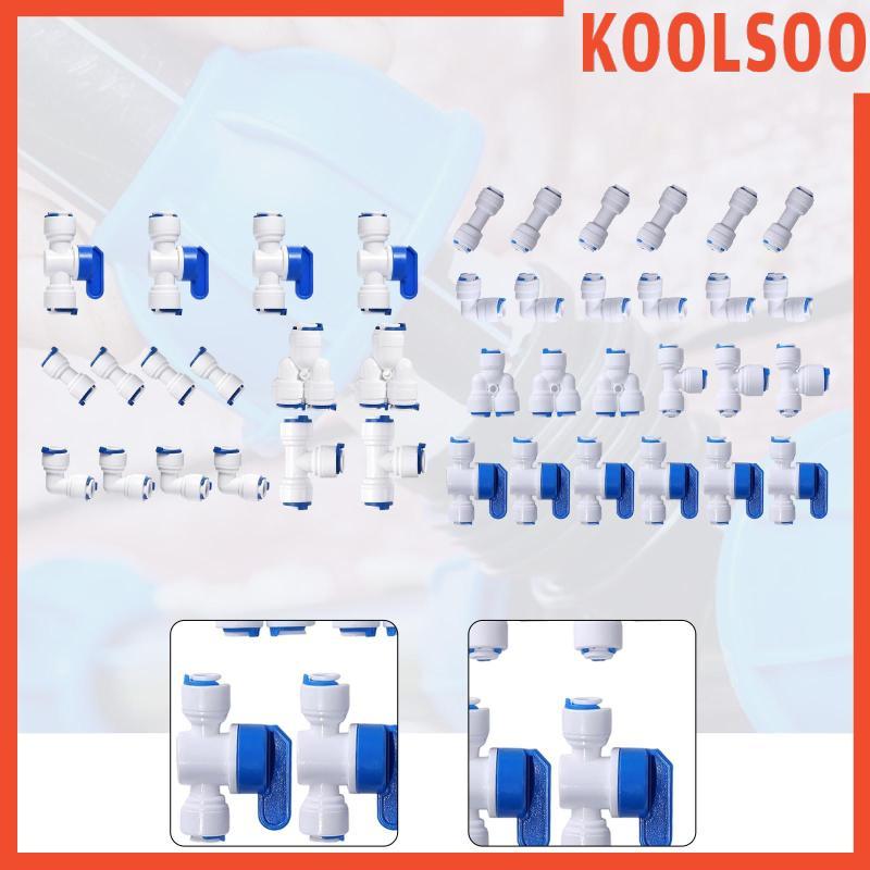 [Koolsoo] 1/4" Od Quick Connect ฟิตติ้งท่อน้ําชิ้นส่วนบอลวาล์ว + T + L + i + Y Combe สําหรับระบบน้ํา