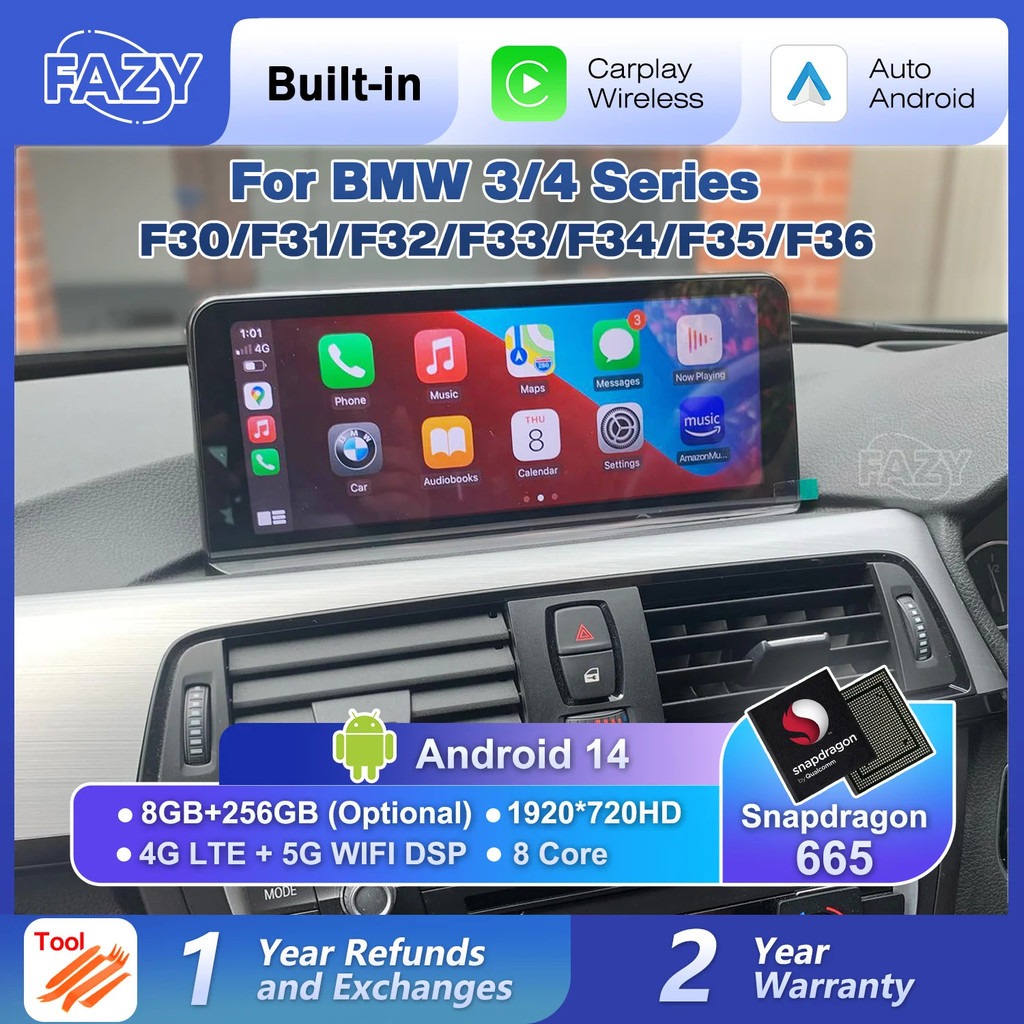 10.25 Android 14 Wireless Carplay วิทยุอัตโนมัติหน้าจอสัมผัสสําหรับ Bmw 3 4 Series F30 F31 F32 F33 F