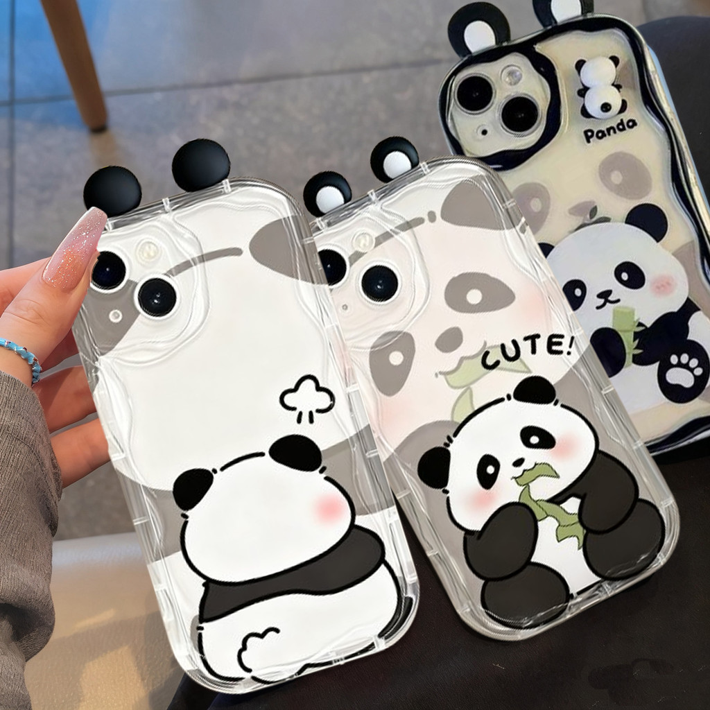 3D Panda หูของเล่นสําหรับ VIVO V60 V50 Lite 5G Y400 PRO Y31 Y04 Y39 Y18 Y36 5G Y03 IQZ 10 กรณีซิลิโค