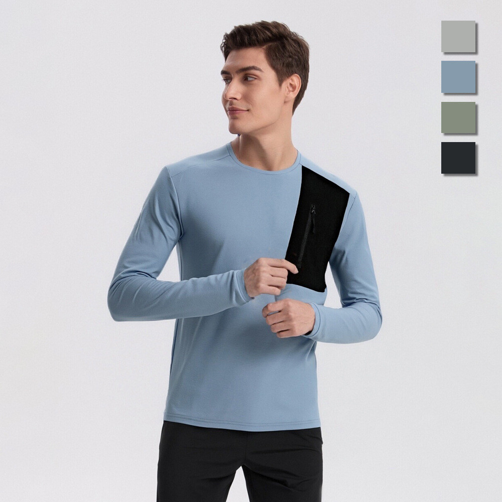 【Ready Stock】 Autumn and Winter round Neck Running Fitness Hiking Quick Drying Clothes Long Sleeve M