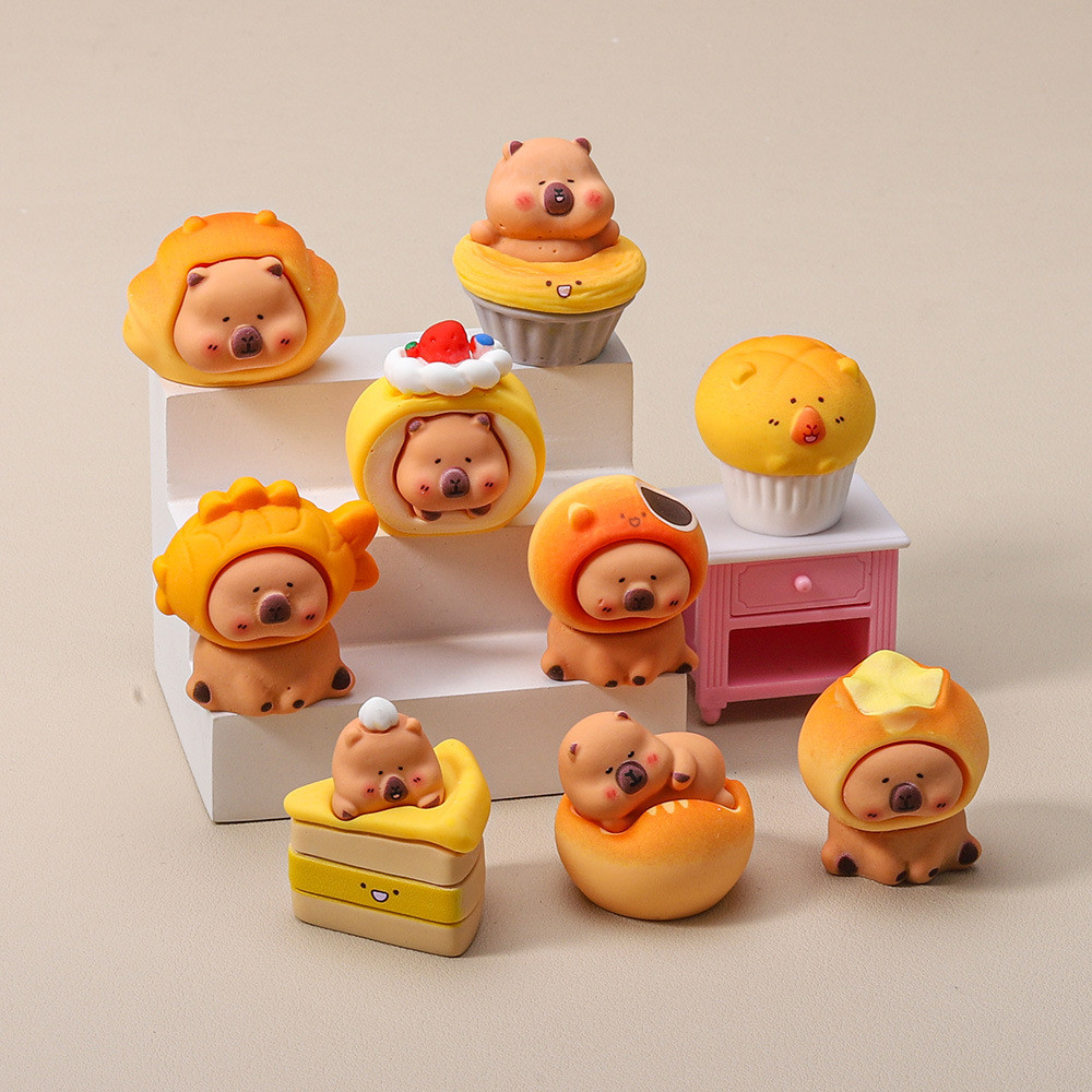 9PCS น่ารัก Kapybara Bear Bake ขนมปังอาหารเรซิ่น Charms สําหรับ DIY (15-5)