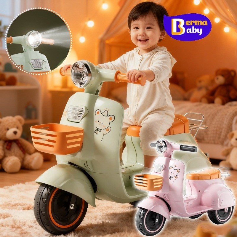 Berma Baby รถแบตเตอรี่เด็ก ขับขี่สนุกด้วยไฟ LED และเสียงเพลง ขับได้จริง ของเล่นเด็ก 3-8 ปี
