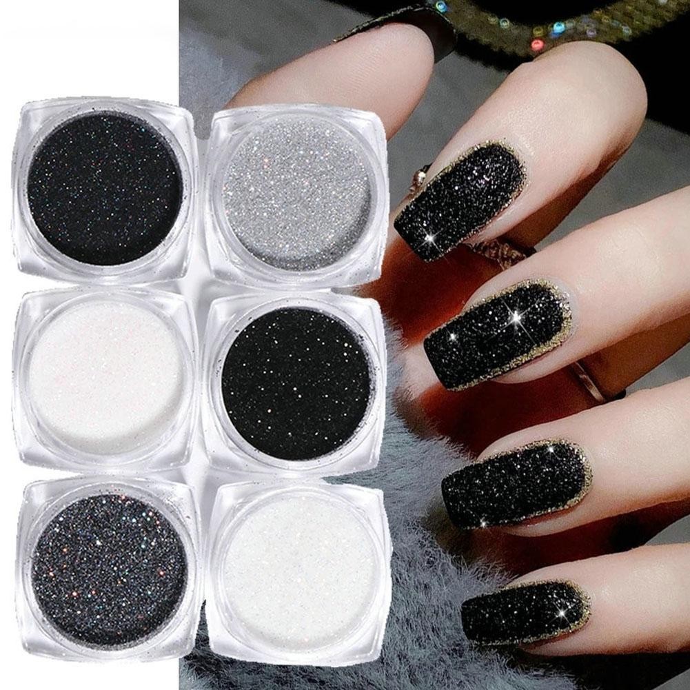 6กระปุกเล็บผงเล็บGlitterตกแต่งโลหะเล็บเครื่องประดับผลกระจกArt E7q3