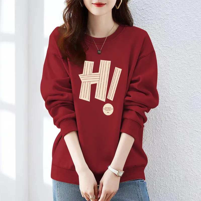 เสื้อกันหนาวคอกลมฤดูใบไม้ร่วงสำหรับผู้หญิง แบบแฟชั่นใหม่ สไตล์หรูหราและคล่องตัว