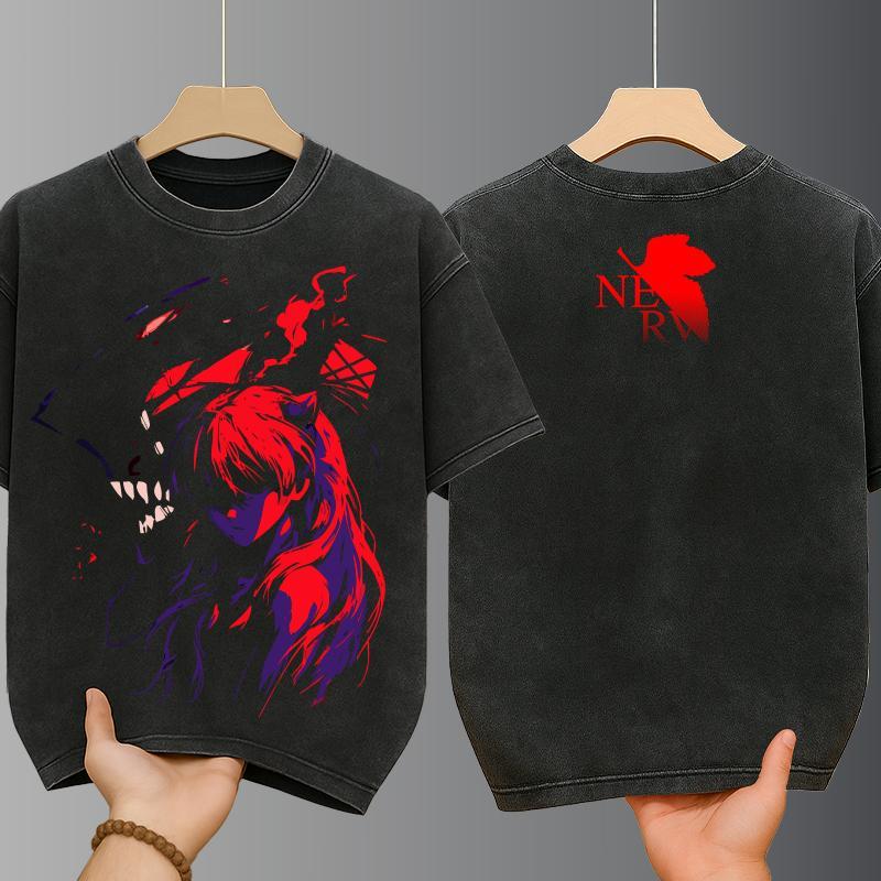 เสื้อยืดฟอกเท่ๆ oversizeผู้ชาย สกรีนลายการ์ตูนอนิเมะหน้า-หลังเท่ๆ เสื้อสีฟอกสตรีทแฟชั่น สไตล์เมกาสุดฮิต ผ้าฝ้าย100% ราคา ถูกที่สุด ดีลบีเคเค