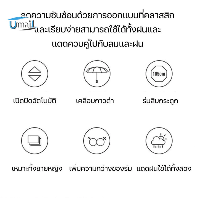 ร่มกันฝน UV อัตโนมัติ พับได้ ขนาดใหญ่พิเศษ กันแดดกันยูวี น้ำหนักเบา thumbnail 10