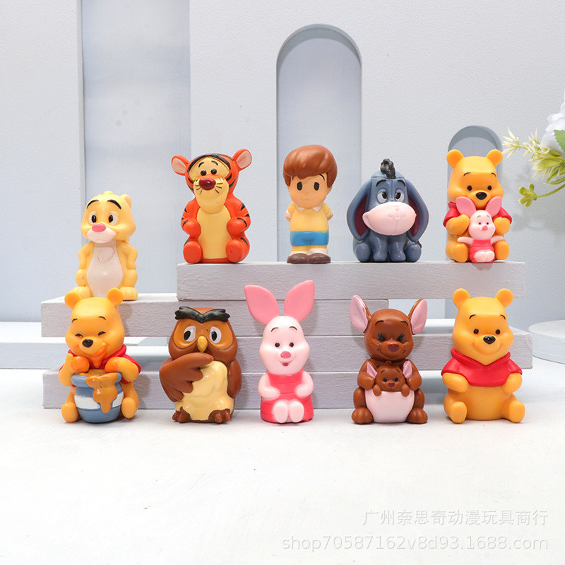 10 Winnie the Pooh Tigger Owl Piglet Eeyore ของเล่นรุ่น Claw Machine แคปซูลของเล่นตุ๊กตาตกแต่ง BGOK