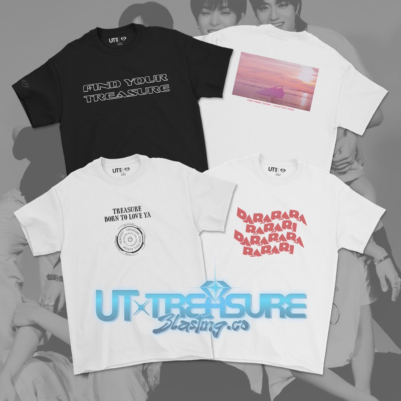 เสื้อกราฟิก UT ผ้าฝ้าย UNIQLO x TREASURE สำหรับแฟนอนิเมะและเคป๊อป