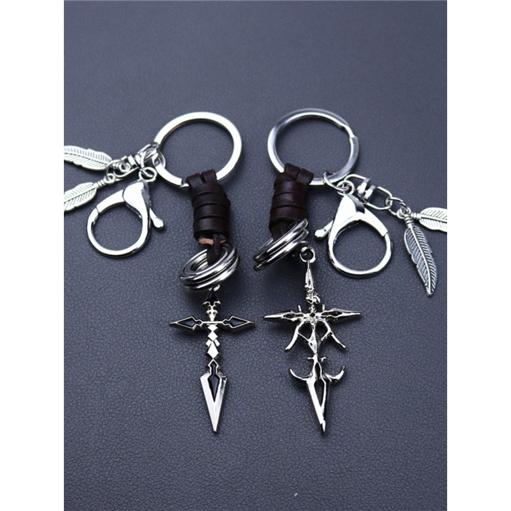 Destiny Night FATE Kiritsu Command Curse พวงกุญแจแหวน saber จี้ Cross สร้อยคอ cos สีดํา Joan of Arc 