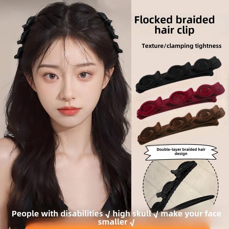 กิ๊บติดผมถักสีทึบ กิ๊บติดผมสไตล์เกาหลี ผมฝอย หน้าม้า คลิปหน้าผาก Flocking Barrettes เครื่องประดับผม