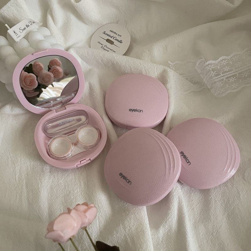 คอนแทคเลนส์ ins Companion Mirror Simple Cute Portable Cosmetic Students Box Storage Box Care Multipl