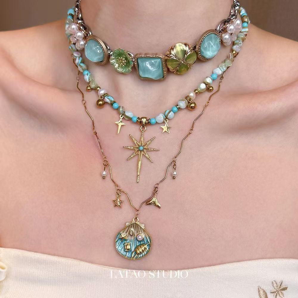 สร้อยคอมัณฑนา Iris Star Bead แบบ stacking สไตล์ choker สำหรับวันหยุด