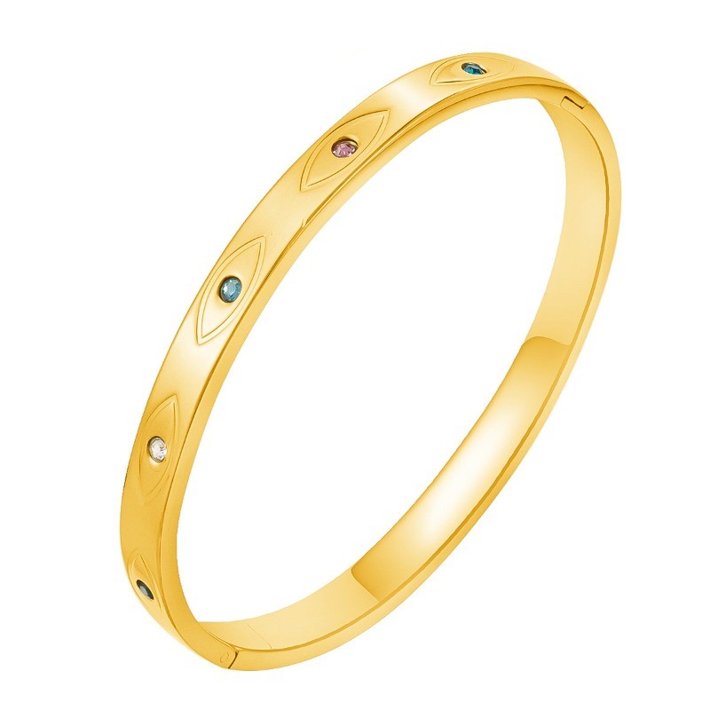 สร้อยข้อมือเหล็กไทเทเนียมตาปีศาจ ชุบทอง 18K สำหรับผู้หญิง พร้อมแบบสแตนเลสชุบสูญญากาศ - รูปที่ 3