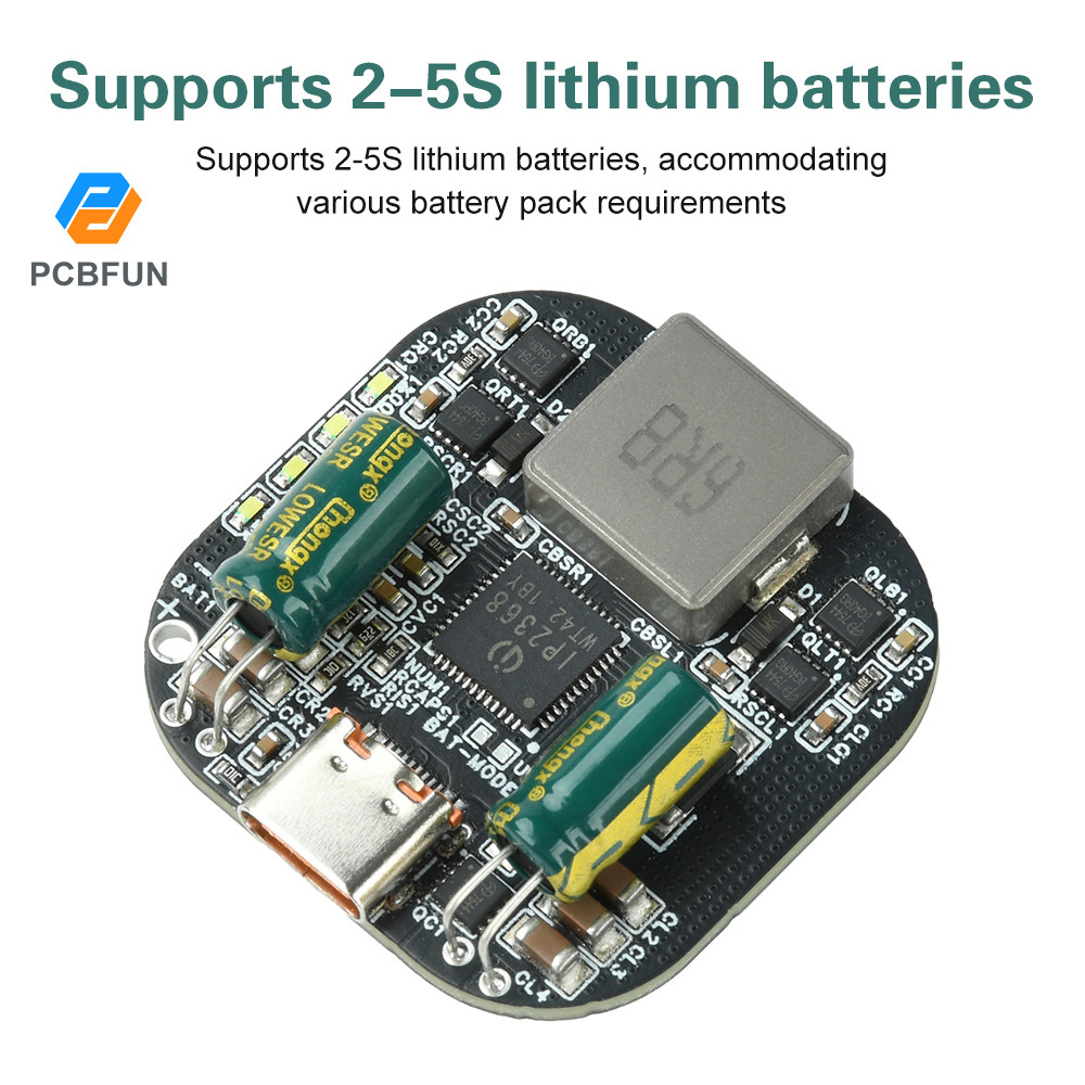 Pcbfun IP2368 การชาร์จกําลังสูงแบบสองทิศทาง 2-5S โมดูลการชาร์จและการชาร์จ PD 100W boost/buck ชาร์จเร็ว Type C