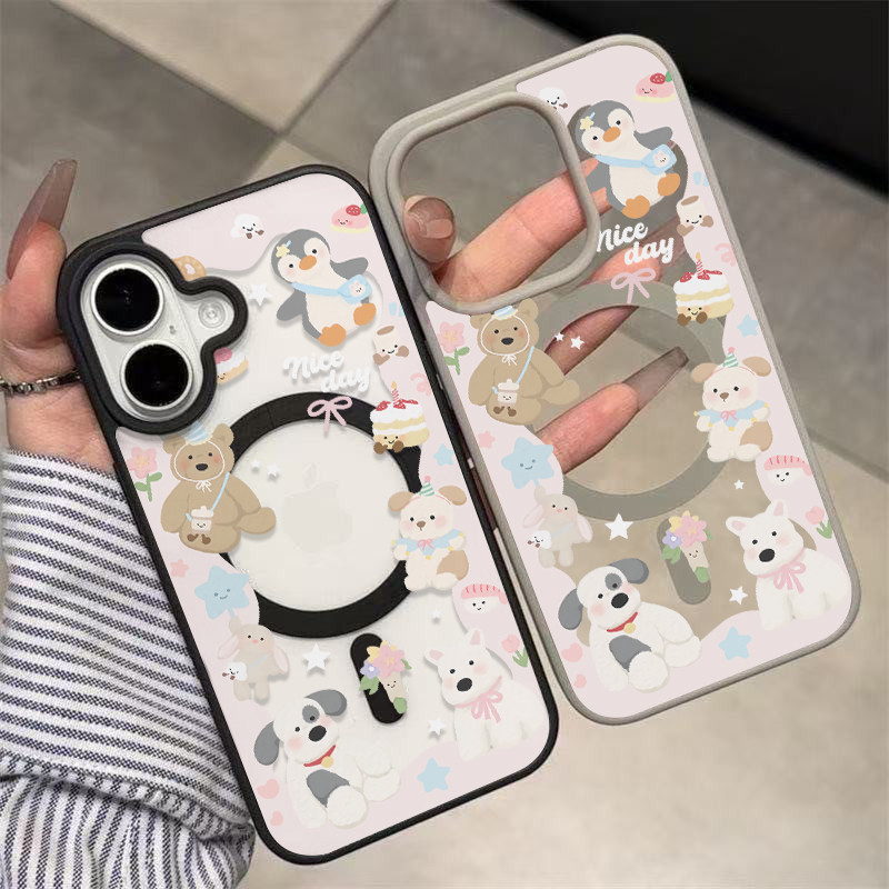 แม่เหล็ก เคสใสกันกระแทกลายน่ารัก IPhone17 Air 11 12 13 14 15 16 17 PROMAX 17 16 15Pro 16 15 14PLUS 8 7Plus XR X XS XSMAX