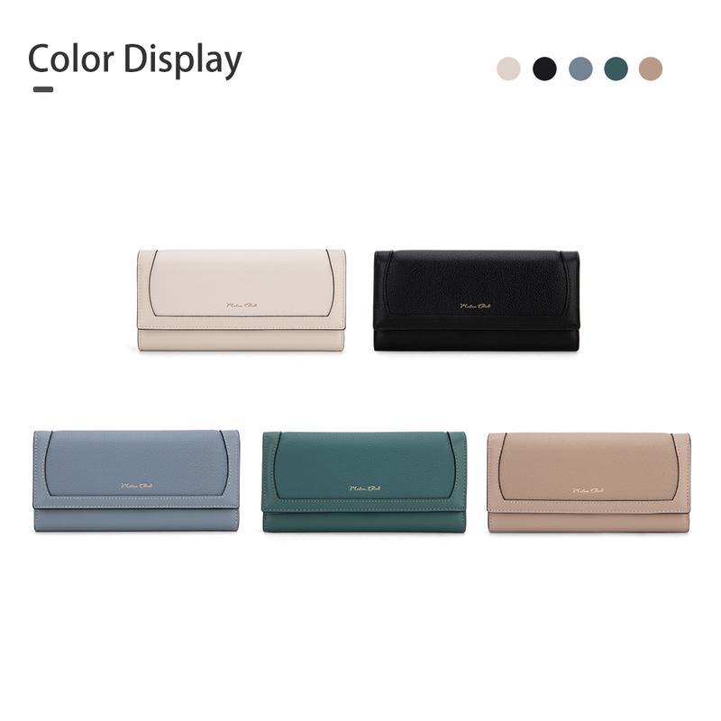 Milan Chiva รุ่น Front Flap Wallets  กระเป๋าสตางค์ใบยาวสำหรับผู้หญิง แบบพับ หนัง PU เรียบ MC-W004