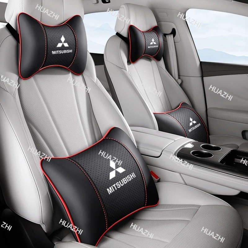 HZ Breathable หนังรถหัวคอหมอนรถ Headrest คอสนับสนุนที่นั่งสําหรับ Mitsubishi ASX RVR Pajero Sport Ou