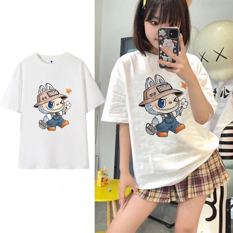 【ส่งจากไทย】เสื้อยืดแขนสั้นวินเทจพิมพ์ลายลาบูบู้สุดฮิต ทรง oversize ผ้าเย็นนิ่ม ไม่ยืดไม่ย้วยu