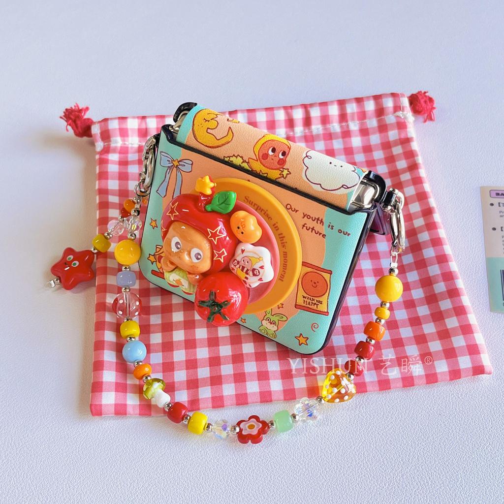 การ์ตูนยาวหมวก Star คนวงเล็บแม่เหล็กเคสโทรศัพท์เหมาะสําหรับ Samsung Galaxy Z Flip 7 6 5 4 3 5G Lanyard พับ Hard Shell สําหรับ PuraX N3Flip MixFlip 2 ฝาครอบป้องกัน