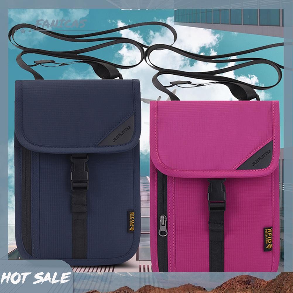 กระเป๋ากันน้ําสำหรับพาสปอร์ตและบัตร RFID ป้องกัน พร้อมสายคล้องคอ