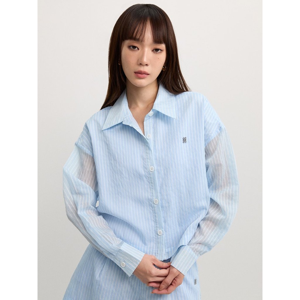 [Pomelo] เสื้อติดกระดุมลายทาง / Striped Button-Up Blouse