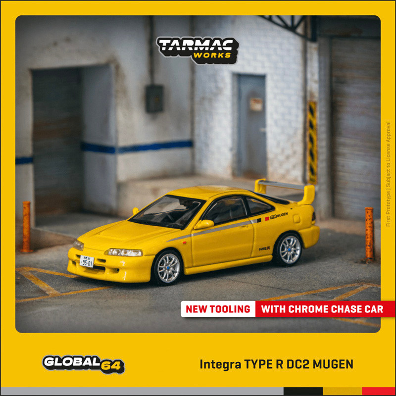 Tarmac Works TW 1:64 Integra TYPE R DC2 MUGEN แสงแดดสีเหลือง รถโมเดล Diecast