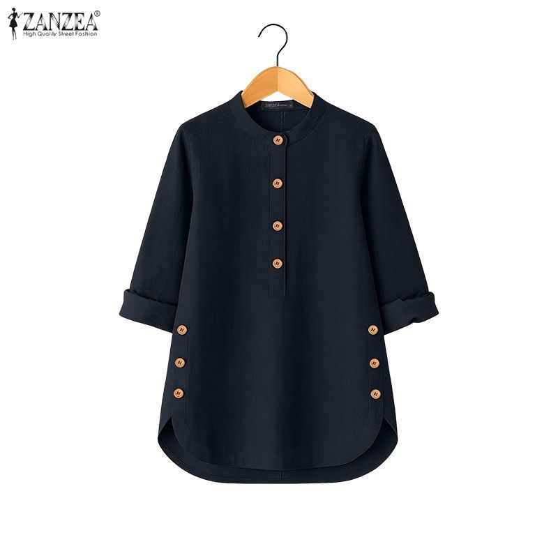 ZANZEA ชุดลำลองผู้หญิงสไตล์เกาหลี มีกระดุมครึ่งตัว แขนยาว 3/4 เหมาะสำหรับวันธรรมดายามพักผ่อน