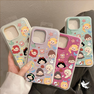 COD-ในไทย💥เจ้าหญิงการ์ตูน For iPhone 11 12 13 14 15 16 17 Pro Max XS XR เคส เคสโทรศัพท์พื้นผิวลิ้นจี่ กันกระแทก Unisex