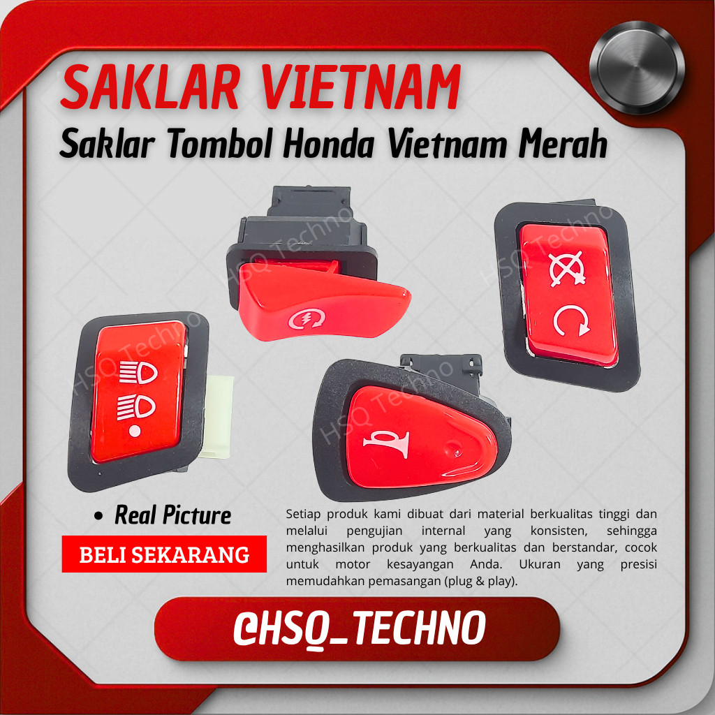 MERAH TOMBOL Honda Switch Horn Button Starter Stop Engine Red Switch Vietnam Universal Switch