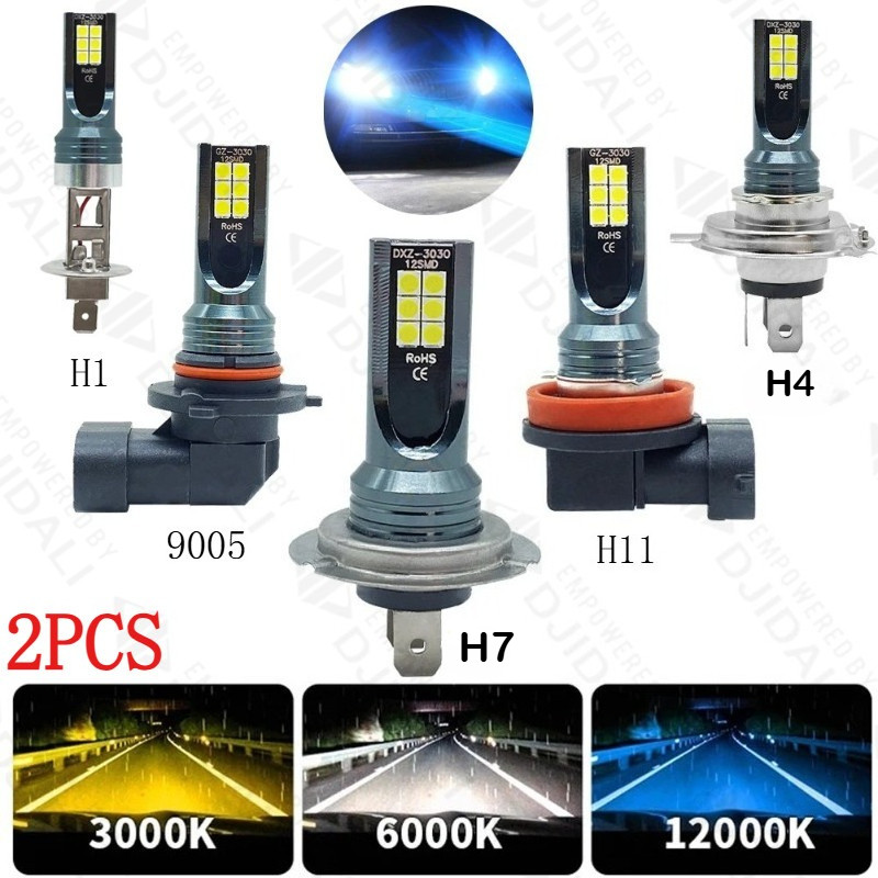 2 ชิ้น H8 H11 9005 9006 H4 H7 LED ไฟหน้าหลอดไฟหมอก Super Bright 6000 พัน 80 วัตต์ Auto รถขับรถวิ่งโคมไฟ