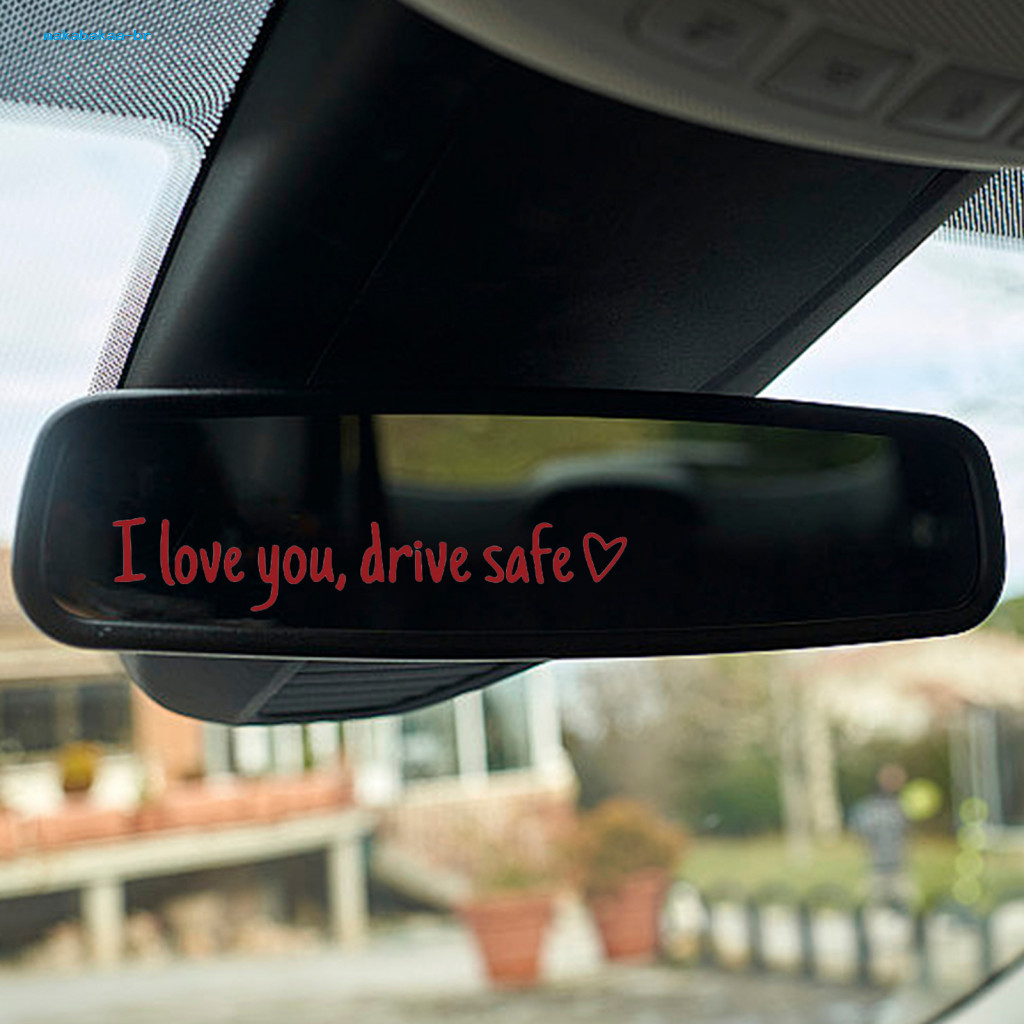 I Love Drive Safe Mirror Sticker ปรับแต่งอุปกรณ์เสริมในรถยนต์ Love Drive Safe Heart สติกเกอร์รถกันน้