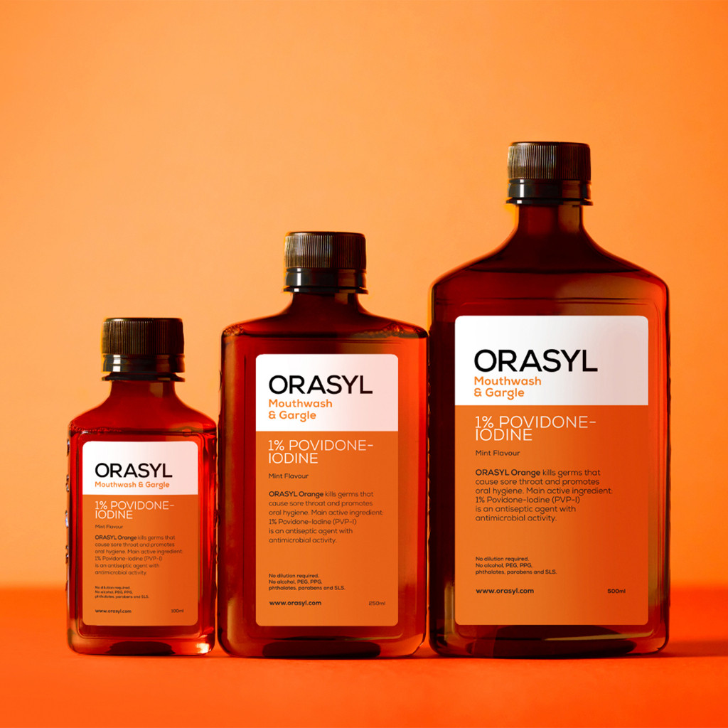 [แบรนด์ SG] ORASYL Orange Povidone-Iodine Mouthwash 100/250/500mL ปรับปรุงสุขอนามัยในช่องปาก ปราศจาก