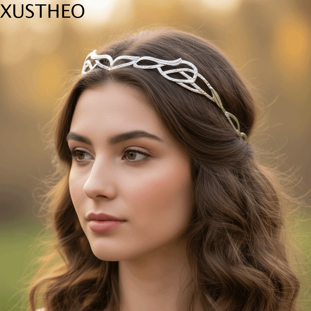 XUSTHEO ที่คาดผมแบบปรับได้ Hobbit Elrond จากโลหะผสม ทรงมงกุฎElf Lord เหมาะสำหรับงานแต่งงาน